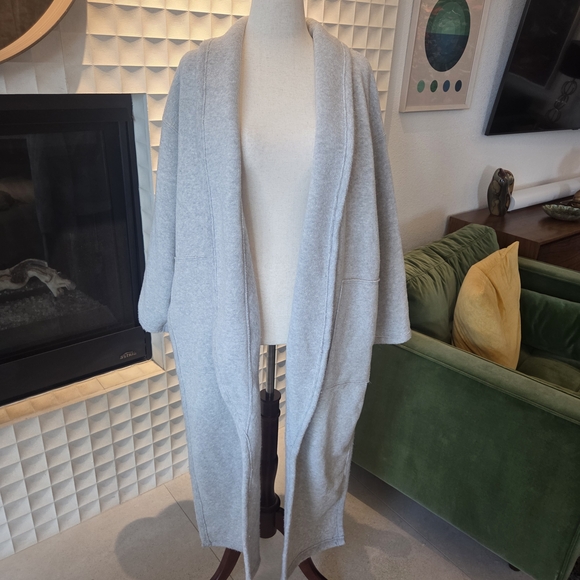 NWT Free People FP Beach Gray High-Low Open Front Cardigan / Duster Pockets M/L - Picture 6 of 10